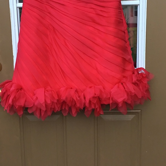 Theia Couture Red 100% Silk Cocktail Dress - Picture 3 of 16